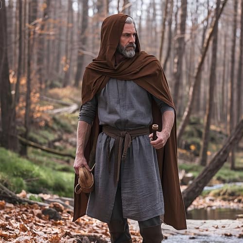 Medieval Hooded Shawl, Multifunctional Cowl Scarf, Costume Accessory for Viking Shaman Renaissance