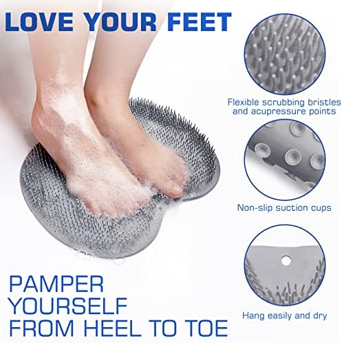 Shower Foot Scrubber Mat Back Washer Exfoliating Bath Wash Pad Wall Mounted Slip Suction Cups for Use in Cleaner Men and Women