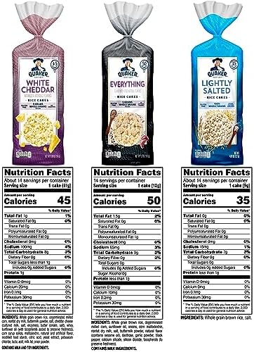 Quaker Large Rice Cakes, 3 Flavor Topper Variety Pack, Pack of 6
