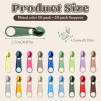 100 PCS Zipper Repair Kit #3 Universal- 50PCS Stops & 50 PCS Metal Zipper Slider Replacement, Fix Zip On for Repairing Coats, Jackets, Purses(Random Color)