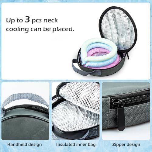 2PCS Neck Cooling Tube with Insulated Bag, Reusable Ice Ring Coolers Wearable Body Cooling Products, Neck Coolers for HotWeather