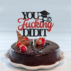 You Did It Cake Topper, Congrats Grad Cake Decor, Gold Glitter Class of 2026 Graduation Party Decorations Supplies(Black, Red)