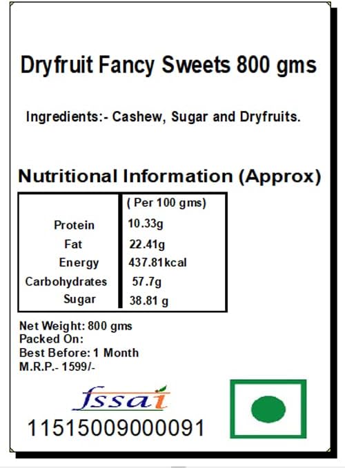Jaiccha Ghasitaram Rakhi Gifts for Brothers Dryfruit Fancy Sweets 800 GMS with Beads Rakhi