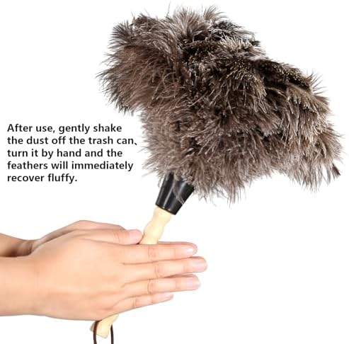 2pcs Ostrich Feather Dusters Natural Feathers Duster with Wooden Handle Natural Ostrich Feathers for Home Cleaning and Office Finishing Duster(2pcs，Length14”
