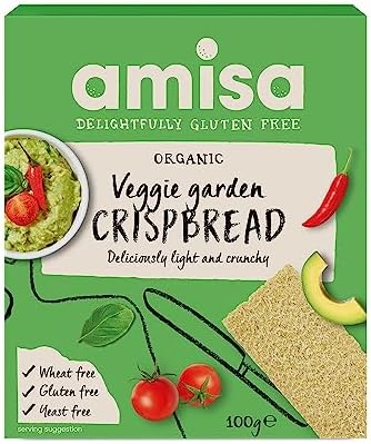 Amisa Organic Gluten Free Veggie Garden Crisp Bread 100 g (Pack of 4)