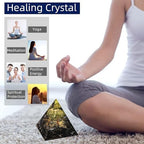 Tree of Life Orgone Pyramid for Positive Energy, Orgonite Peridot&Obsidian Healing Crystal for Reduce Stress Chakra Reiki Healing Meditation Attracts Lucky and Success