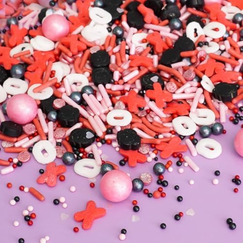 Oasis Supply Hugs & Kisses Sprinkles – Edible Sugar Shapes for Valentine’s Day – XO Heart Cake, Cupcake & Cookie Decorations – Fun Romantic Baking Toppings for Desserts