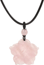 Justinstones Hand Carved Healing Crystals Gemstone Hawaii Flower Pendant Hand Weaving Wax Rope Necklace 22 inch