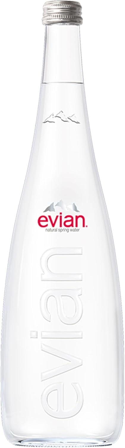 Evian Still Mineral Water, 25.4 Fl Oz Glass Bottle (Pack of 6)