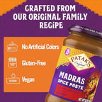 Patak's Madras Spice Paste, Hot Indian Curry with 11 Expertly Blended Spices, No Artificial Colors, Gluten-Free & Vegan, Bold Base for Home Cooking & More, 10 oz Jar