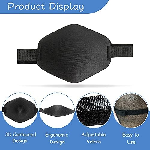 2PCS Eye Patches,AMZVIO 3D EyePatch for Adults,Adjustable Medical Eyepatch for Left or Right eye, Large Soft Eye patch for Lazy Eye, Black(Large Size)