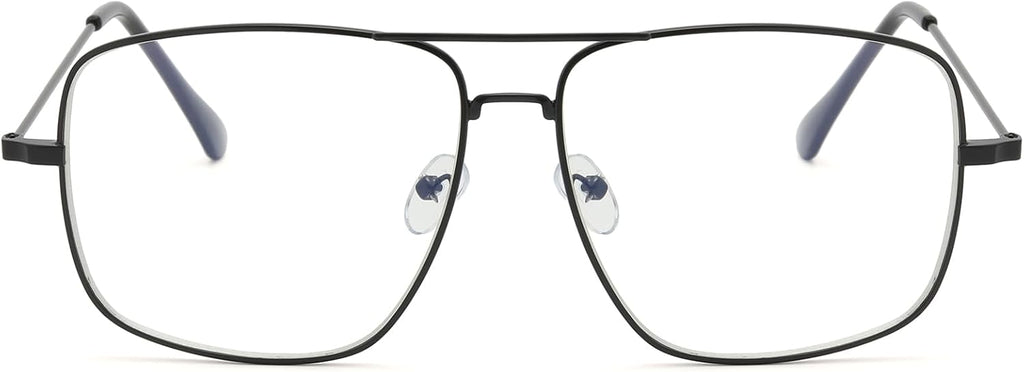 Non Prescription Glasses - Classic Square Clear Lens Metal Frame for Men Women