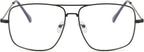 Non Prescription Glasses - Classic Square Clear Lens Metal Frame for Men Women