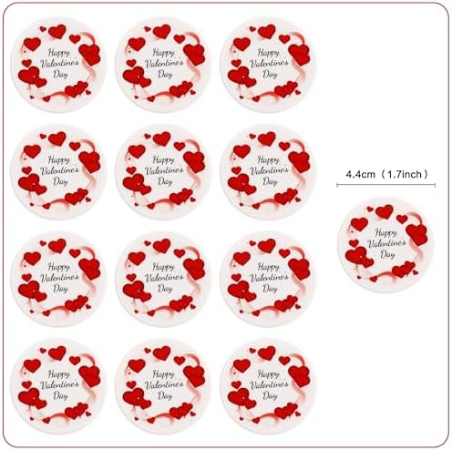 Ercadio 40 Pack Edible Happy Valentine’s Day Cupcake Toppers Edible Red Heart Cupcake Drink Picks for Valentine's Theme Party Cake Decoration Supplies