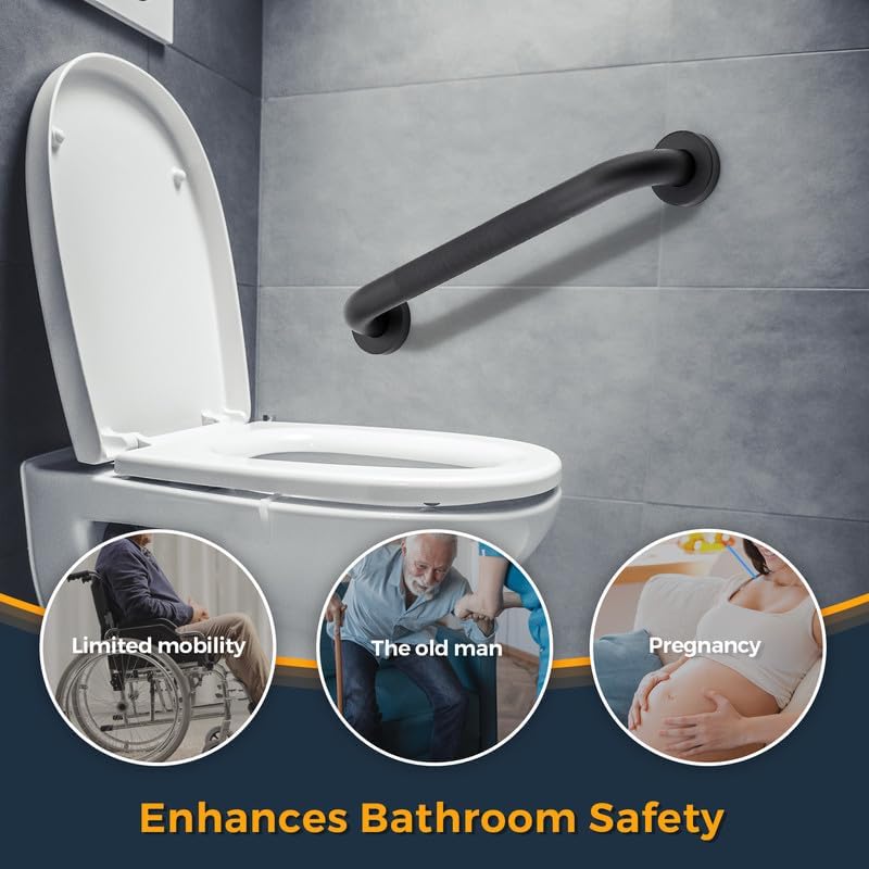 Grab Bars for Shower, 2 Pack 16-Inch Anti Slip Shower Handles for Elderly, Safety Shower Grab Bar, Stainless Steel Handicap Grab Bars for Bathroom (Black 1" Diameter)