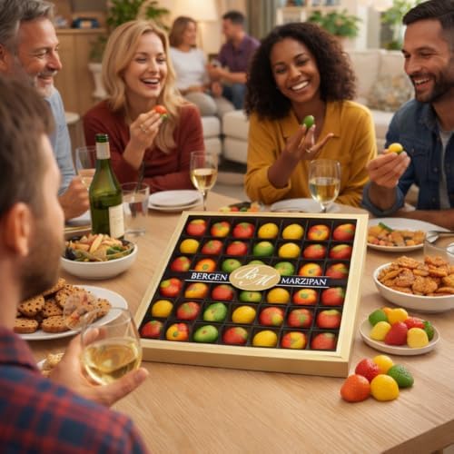 Bergen Marzipan 36 Piece Assorted Fruit Box Tray