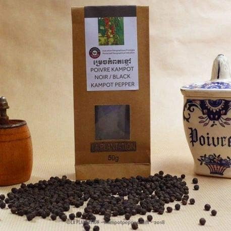 Kampot Black Peppercorns La Plantation 1.76oz (Black)