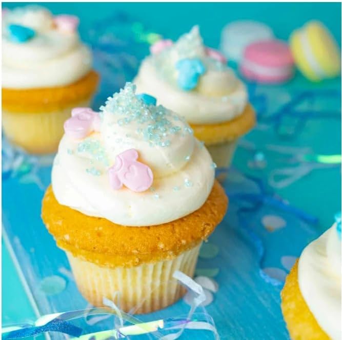 Oasis Supply Baby Shower Sprinkles & Sugar Shapes – Edible Decorations for Cakes, Cupcakes, and Cookies – Gender Reveal, Boy, Girl, and Neutral Party Baking Decorations - - Pink & Blue Baby Onesies