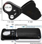 HMKIS Jewelers Loupe, 2 Pack Magnifying Glass with Light, 30X 60X 90X Jewelers Loop Magnification with 20 Backup Batteries for Coin, Diamonds, Gems, Jewelry, Stamps Close Work