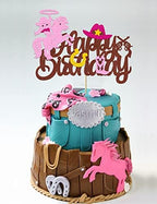 Cowgirl Cake Topper Western Happy Birthday Decorations Glitter Cowgirl Theme Cake Toppers Decorations for Girls Horse Cake Toppers Girl Birthday Party Supplies for Baby Shower