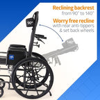 Medline Reclining Wheelchair, Desk-Length Arms and Elevating Leg Rests, 20" x 18" Seat (W x D)