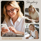 Distinctive Progressive Multifocus Reading Glasses Women, Retro Lady Anti Blue Light/Eye Fatigue Computer Reader