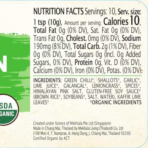 Mekhala Organic Thai Green Curry Paste. VEGAN. GLUTEN-FREE. SUGAR FREE. Versatile. HOT (6X3.53oz)