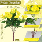 2 Pcs Artificial Impatiens Flowers for Outdoors Silk Flower Outside UV Resistant Fake Flowers Plants Bushes Yellow Faux Impatiens for Outdoor Planters Front Porch Patio Garden Balcony Decor
