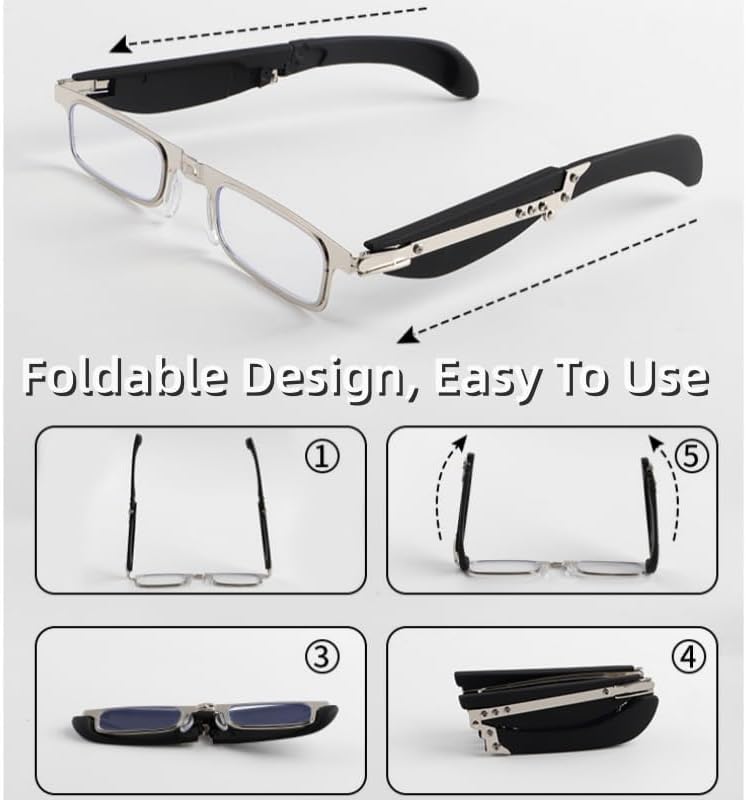 Foldable Anti-Blue Light Reading Glasses (With Free Case), Presbyopic Glasses Anti-Blue Light for Men, Women