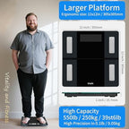 Vitafit 550lb Smart Bathroom Scale for Body Weight, High Precision in 0.1lb Assured by Weight Scale Professional Factory Since 2001, App Sync 13 Body Composition with BMI and Body Fat, Black