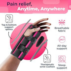 DR. BRACE Adjustable Wrist Brace Night Support for Carpal Tunnel, Doctor Developed, Upgraded with Double Splint & Therapeutic Cushion,Hand Brace for Pain Relief,Injuries,Sprains (S/M Left Hand, Black-Pink)