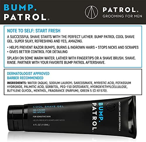Bump Patrol Cool Shave Gel - Sensitive Clear Shaving Gel with Menthol Prevents Razor Burn, Bumps, Ingrown Hair - 4 Ounces