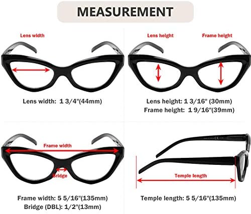 Eyekepper 4-Pack Cat-eye Style Reading Glasses for Women Chic Readers
