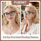 Oversized Reading Glasses Women Cat Eye Style Blue Light Computer Reader Designer Fashion Spring Hinge Eyewear PT2005