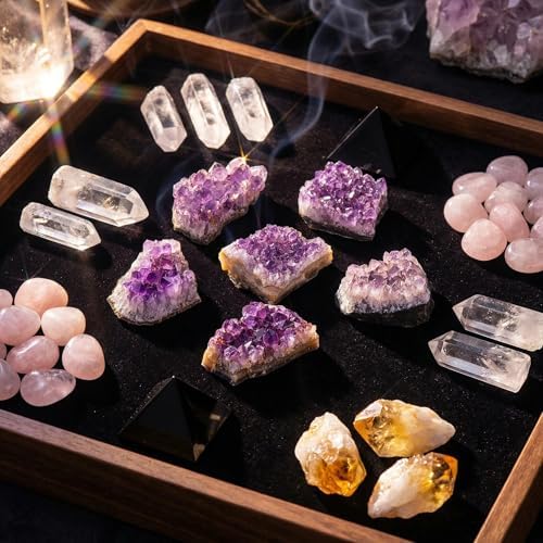 CrystalTears Amethyst Crystal Geode Cluster Raw Amethyst Rock Quartz Healing Crystals Druzy Geode Mineral Specimen Gemstone for Meditation Reiki Healing Home Decor 0.18-0.33 lb Christmas Gift