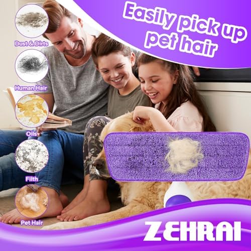 6 Pack Reusable Microfiber Mop Pads for Swiffer PowerMop, 13-16 Inch Spray Mop Replacement Refills, Machine Washable Wet Dry Pads for Hardwood Tile Multi-Surface Cleaning
