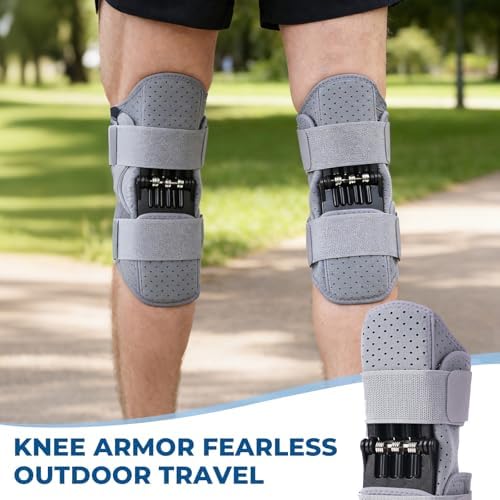 Spring-driven knee support，Knee Brace,Enhances joint assistance during stair climbing, squats, and daily activities - Ergonomic patella support with adjustable straps (Gray 1PCS