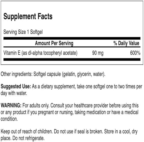 Swanson Vitamin E 200 Iu 200 Iu (90 Milligrams) 60 Sgels