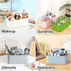 Multiuse Caddy Organizer with Handle, Portable Divided Plastic Tote Bin - Art Craft, Stationary Pen Marker Crayons, Makeup Hair Supplies Storage - Bathroom, Classroom, Dorm, Office, Desk Holder -Green