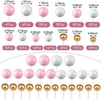 108 Pcs Graduation Balls Cake Topper DIY Cupcake Insert Foam Balloons for Cake Baking Wedding Anniversary Birthday Decoration(Pink, White, Gold,Multi Sizes)