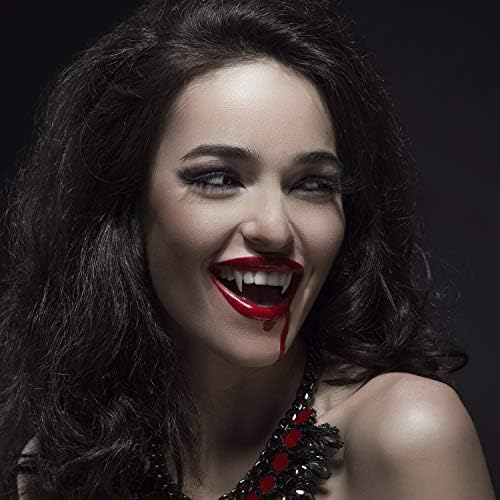 Zhanmai 12 Pairs Vampire Teeth Costume 4 Size Fake Fangs with 2 Tooth Pellets for Cosplay Props Halloween Party Accessories Masquerade Dentures Makeup Dress up Favors