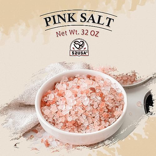 52USA Himalayan Pink Salt Coarse, Pink Himalayan Sea Salt, Coarse Grain 2 lb, Himalayan Salt, Pink Salt, Rock Salt for Grinder Refill, No Artificial Colors, No Additives, No Gluten, Kosher Certified