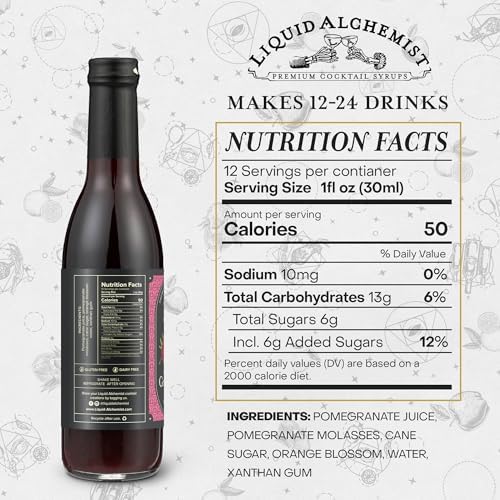 Liquid Alchemist Grenadine Syrup for Cocktails | Real Ingredients Make our Pomegranate Syrup for Drinks the Perfect Shirley Temple Mix | Small Batch, Non-GMO & Vegan | 12.7 oz Drink Mixer, Pack of 1