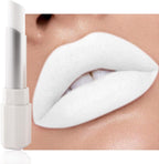 White Cream Matte Lipstick Stick 02#, Longwear Full Coverage Velvet Lip Color for Women, Waterproof Multi-Use Lip & Cheek Makeup Stick for Halloween & Party Makeup, Lápiz labial mate en crema blanco