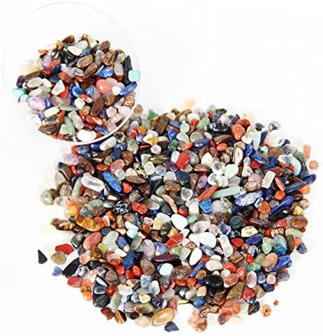 1.1lb Natural Mixed Crystal Chips Stones- Crushed Healing Crystal Gemstones for Witchcraft, Decorative Rocks for Aquarium Fish Tank, Vase Filler, DIY Crafts, Beautiful Package for Gift.