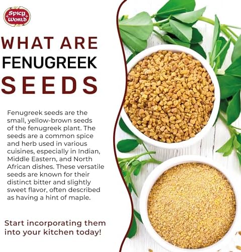 Spicy World Fenugreek Seeds (Methi) 7 Ounce Bag - All Natural & Pure - Resealable Bag