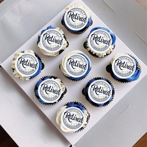 40PCS Edible Circle Official Retired Cupcake Toppers Not My Problem Anymore Cupcake Picks for Official Retirement Farewell Party 67th Retired Birthday Cake Cupcake Decorations