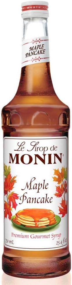 Monin - Maple Pancake Syrup, Sweet Maple Flavor, Great for Lattes, Iced Coffees, and Shakes, Gluten-Free, Vegan, Non-GMO, Glass Bottle (750 ml)