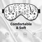 Black Music Notes Sleep Mask Eye Mask with Adjustable Strap Eye Sleep Shade Cover Blocks Light for Women Men Airplane Travel Nap