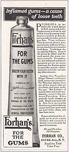 RelicPaper 1918 Forhan's For the Gums: Inflamed Gums, Forhans Print Ad